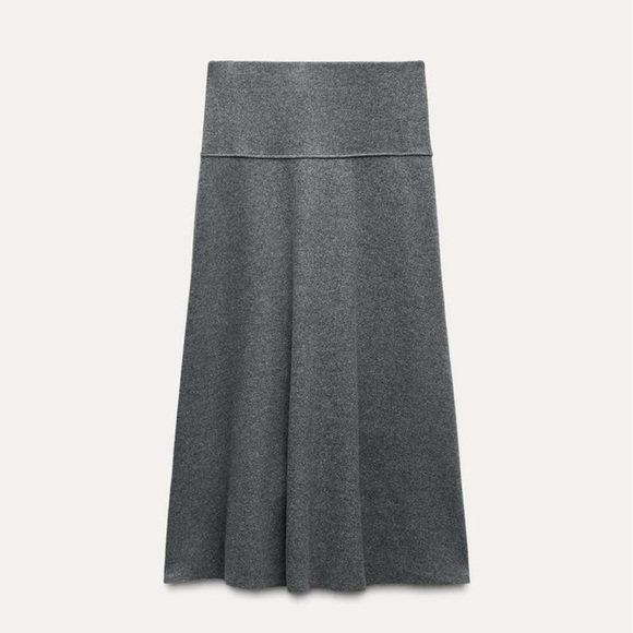 ZARA Grey Flared Midi Skirt (S) - Picture 4 of 7